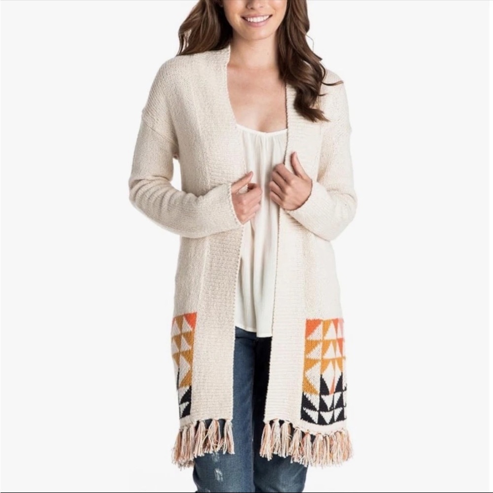 Roxy Boho Western Cream Geometric Pattern Fringe … - image 11